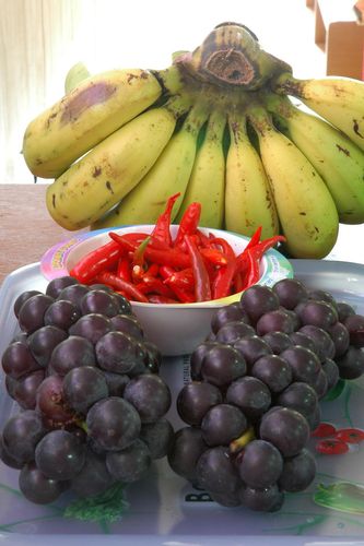 Banana peppers grapes.
